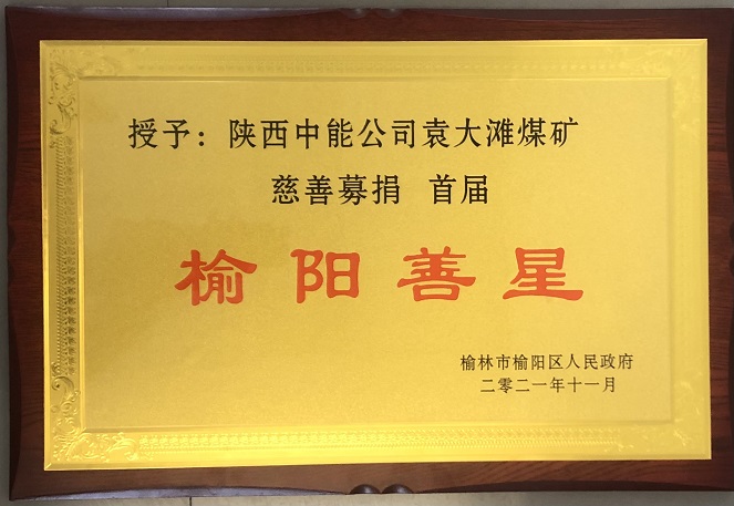 2021年11月授予陕西DB电竞公司袁大滩煤矿慈悲募捐首届榆阳善星.jpg